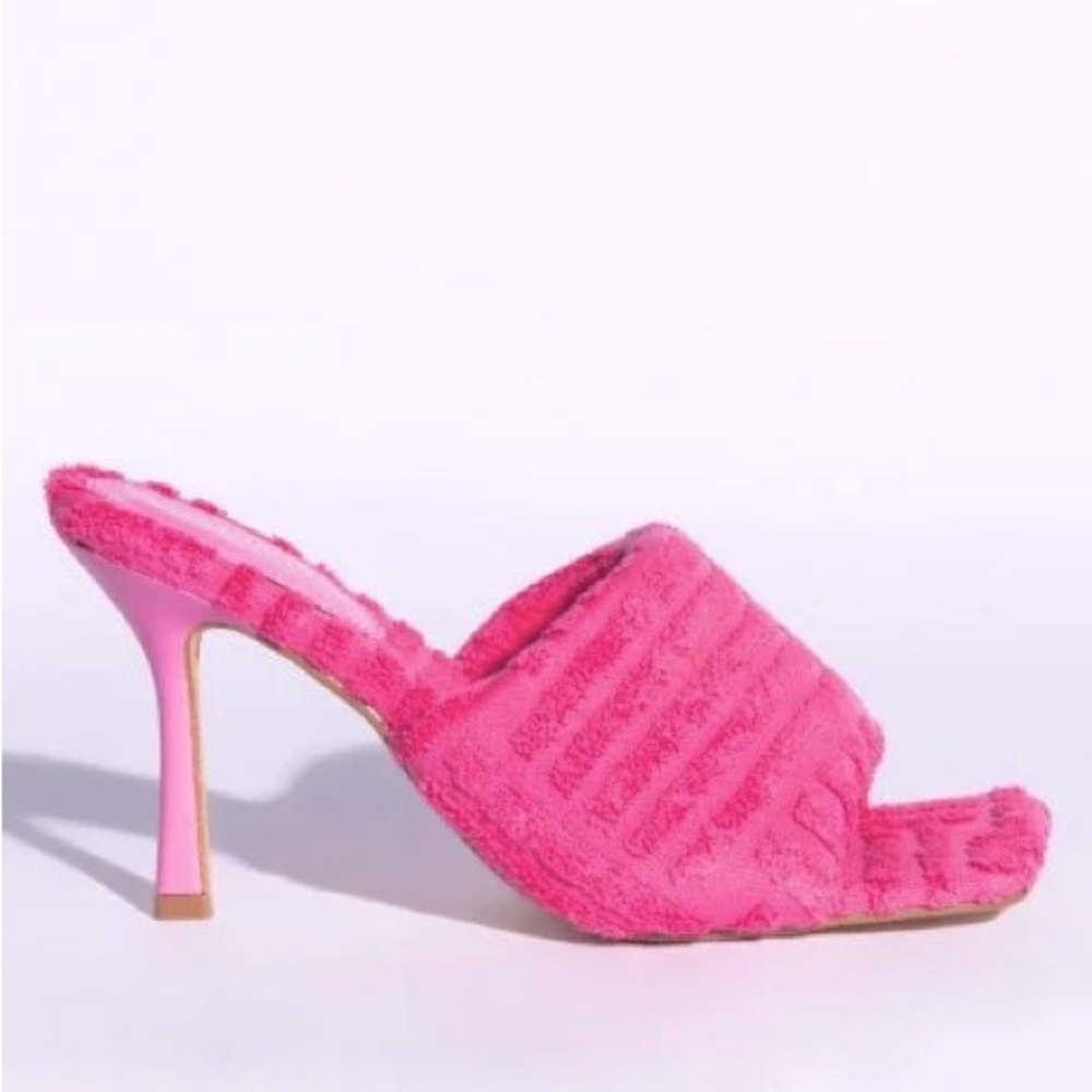 PINK TERRY CLOTH MULES